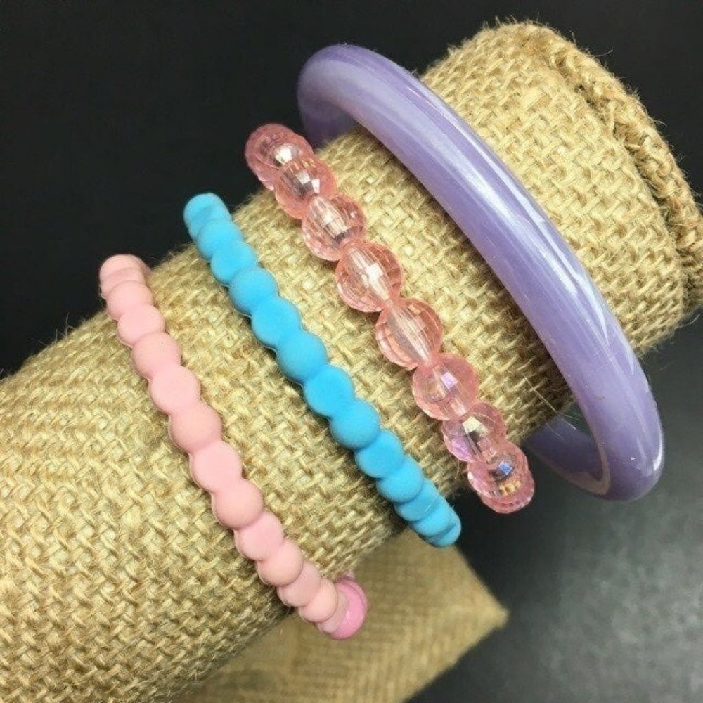 Bracelet Lot Bangle Silicone Stretch Pink Purple Blue